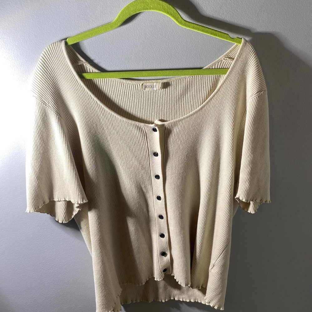 Roolee, button up sweater, cream, xxl but fits like xl